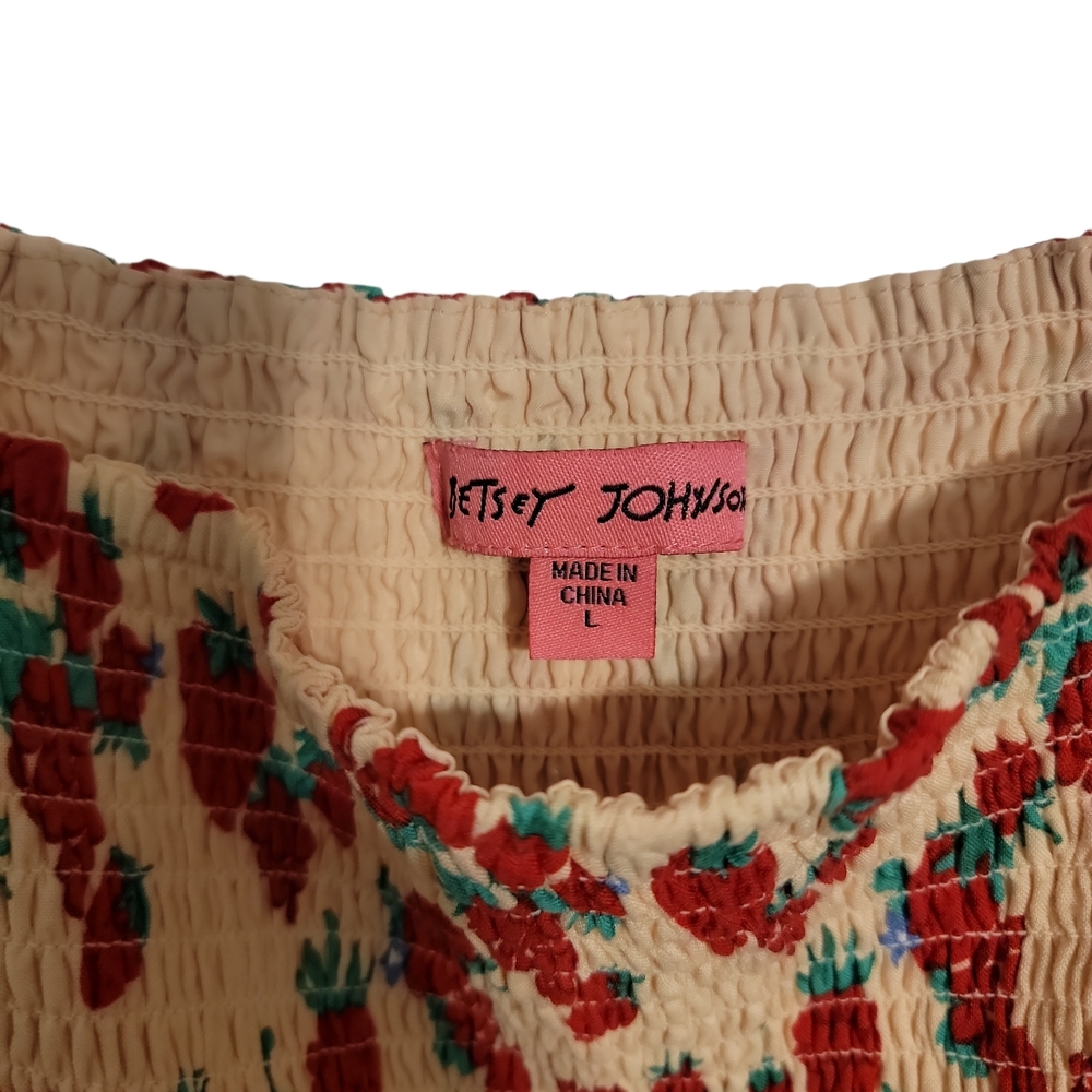 Betsey Johnson Cream Dress with Red Strawberry Print - Picture 3 of 4